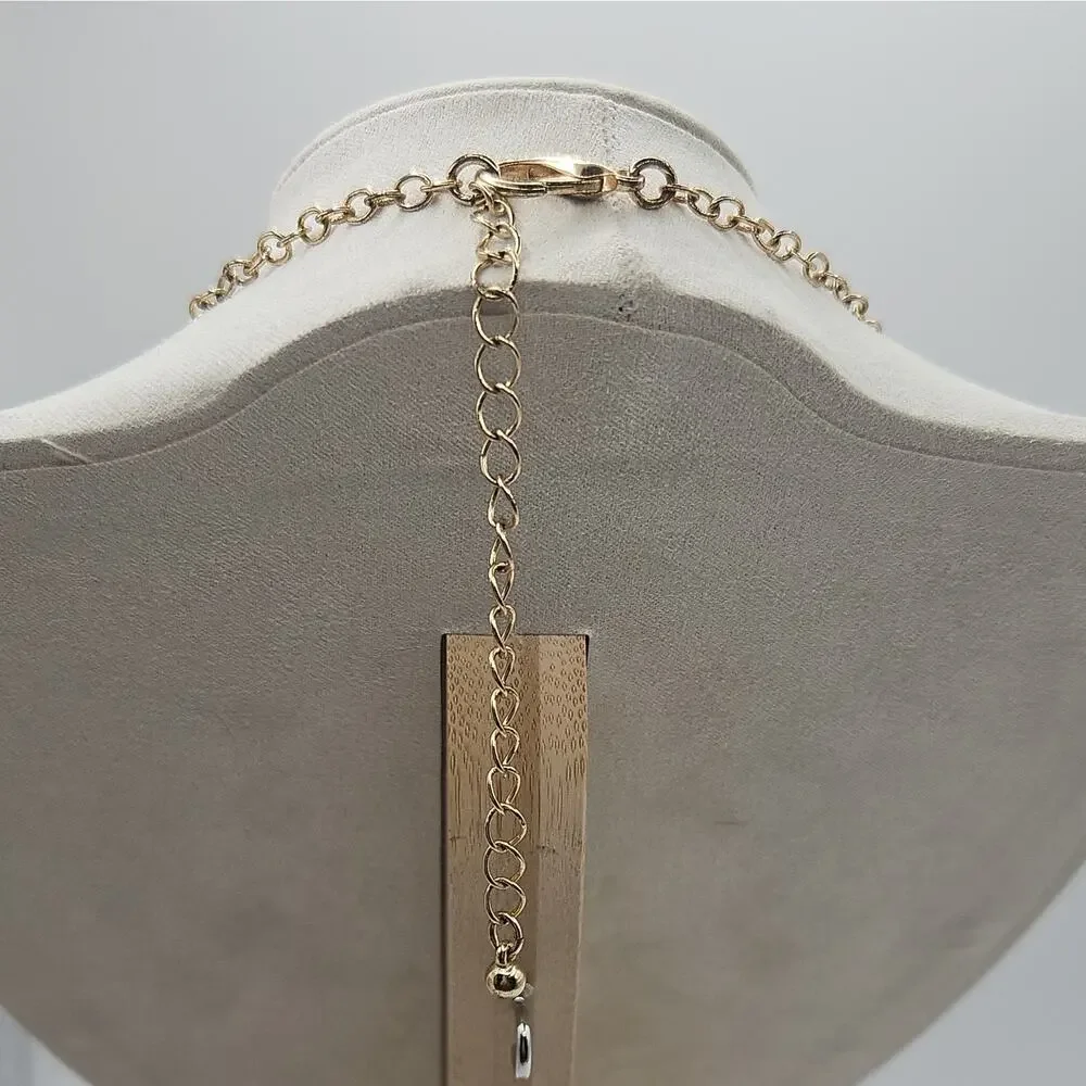 Vtg Fall Flower Power Red,Pink&Clear Gold toned Necklace,Kate Spade Inspired